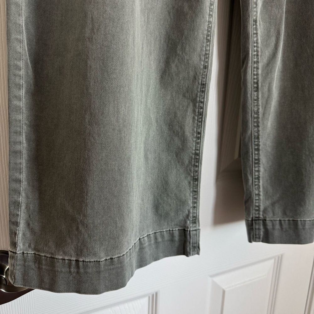 J Jill Extra Soft Waist Tie Wide Leg Cropped Pants in Green Size 14 - Picture 9 of 14